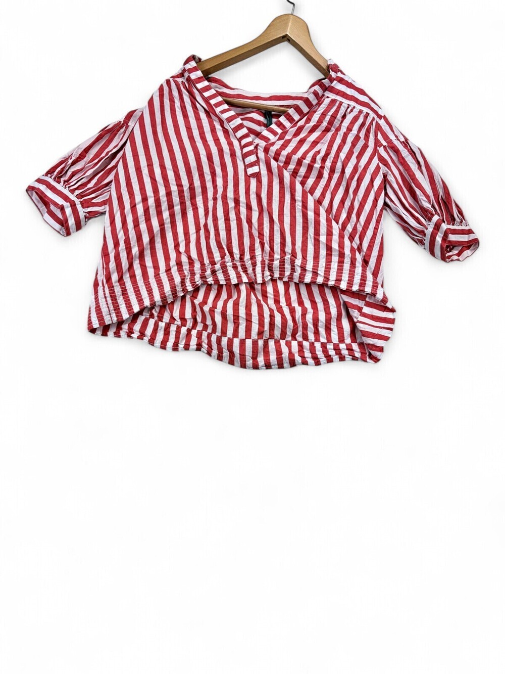 Anthropologie Striped Cotton Blouse, Short Sleeve, Size M